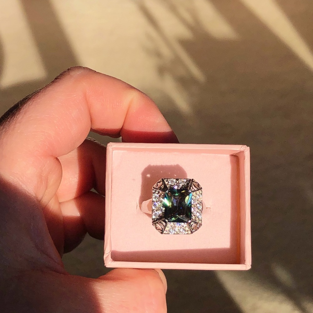 Sterl Silver, White Gold Plated, Mystic Topaz Ring